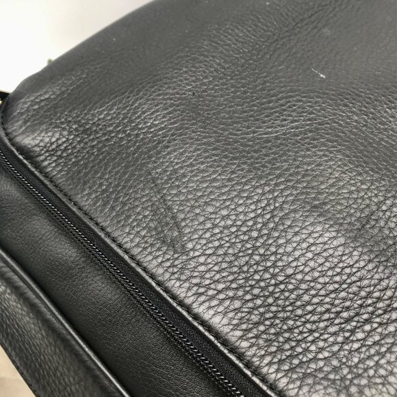 Levenger Black Pebbled Leather Laptop Tote Bag - Picture 11 of 16